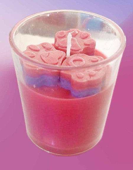 7oz Tropical Citrus Botanicals candle with striped paw topping